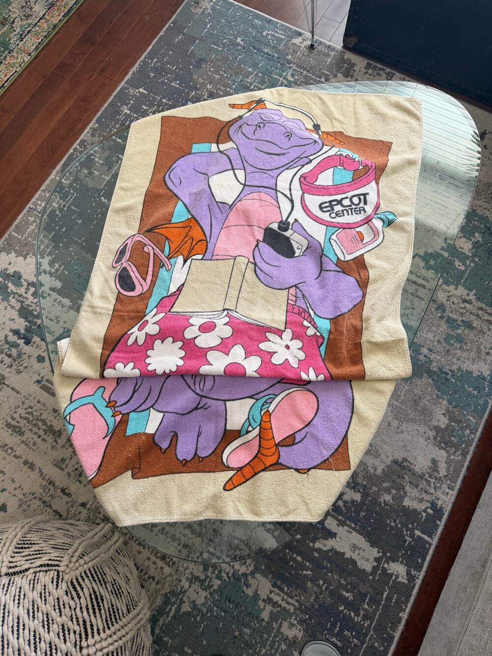 Walt Disney 1980's Epcot Center Figment Beach Vintage Towel RARE